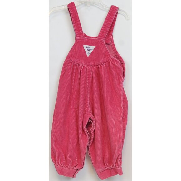 VTG Oshkosh Pink Corduroy Overalls Bubble Romper Girls 18 months Flowers Winter - Picture 5 of 8